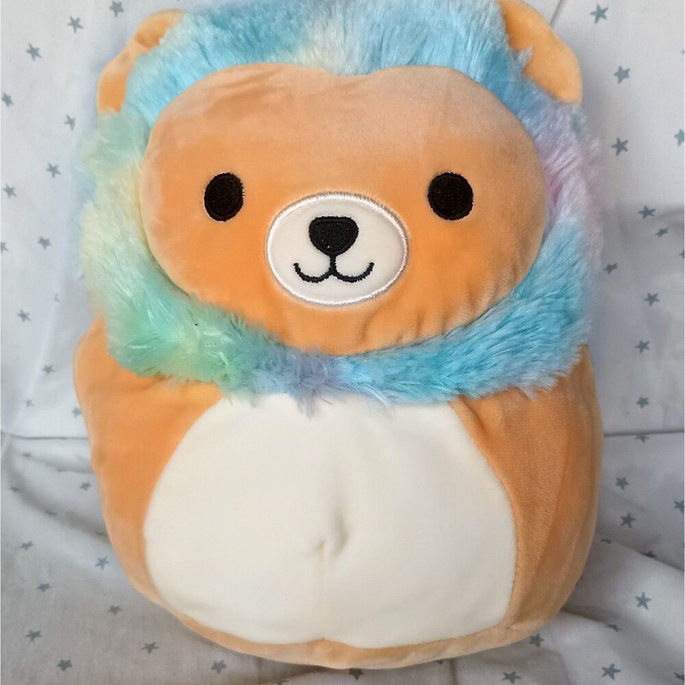 Squishmallow Kellytoy 8” Squishy Soft Plush Toy Leonard the Rainbow Mane Lion